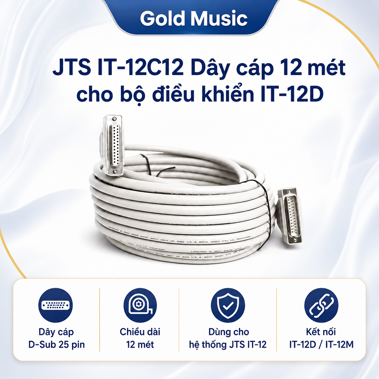 Jts IT-12C12 Dây cáp 12 mét cho bộ điều khiển IT-12D jts it 12c12 day cap 12 met bo dieu khien it 12d
