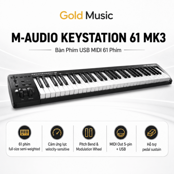M-AUDIO KEYSTATION 61 MK3 BÀN PHÍM USB MIDI 61 PHÍM m audio keystation 61 mk3 ban phim usb