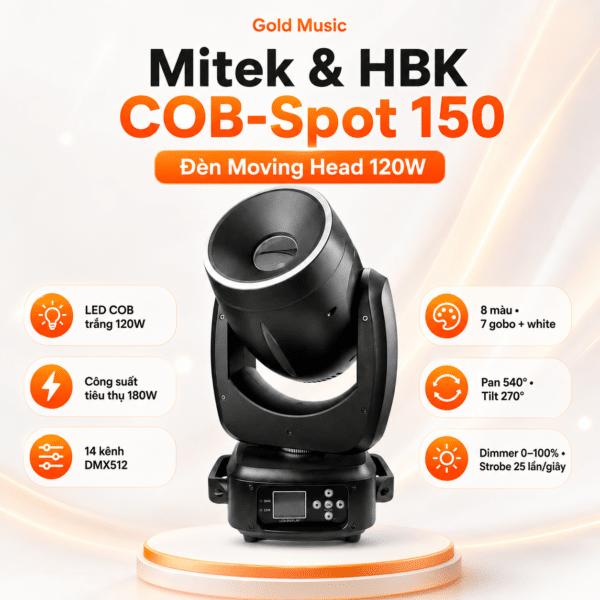 mitek and hbk cob spot 150 den moving head 120w