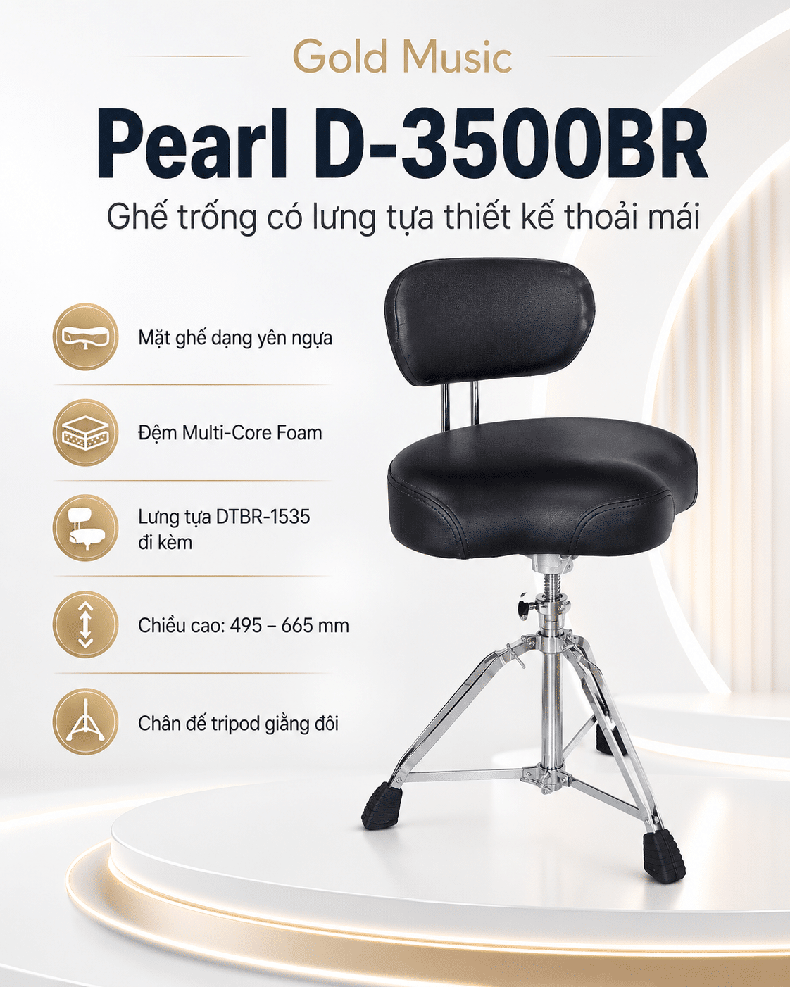 Pearl D-3500BR ghế trống có lưng tựa thiết kế thoải mái pearl d 3500br ghe lung tua thiet ke thoai mai