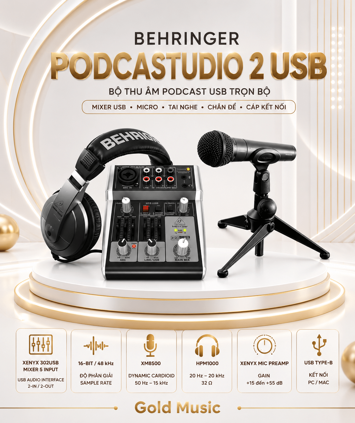Behringer PODCASTUDIO 2 USB Recording Packages | Bộ Thu âm PODCASTUDIO 2 USB podcastudio 2 usb