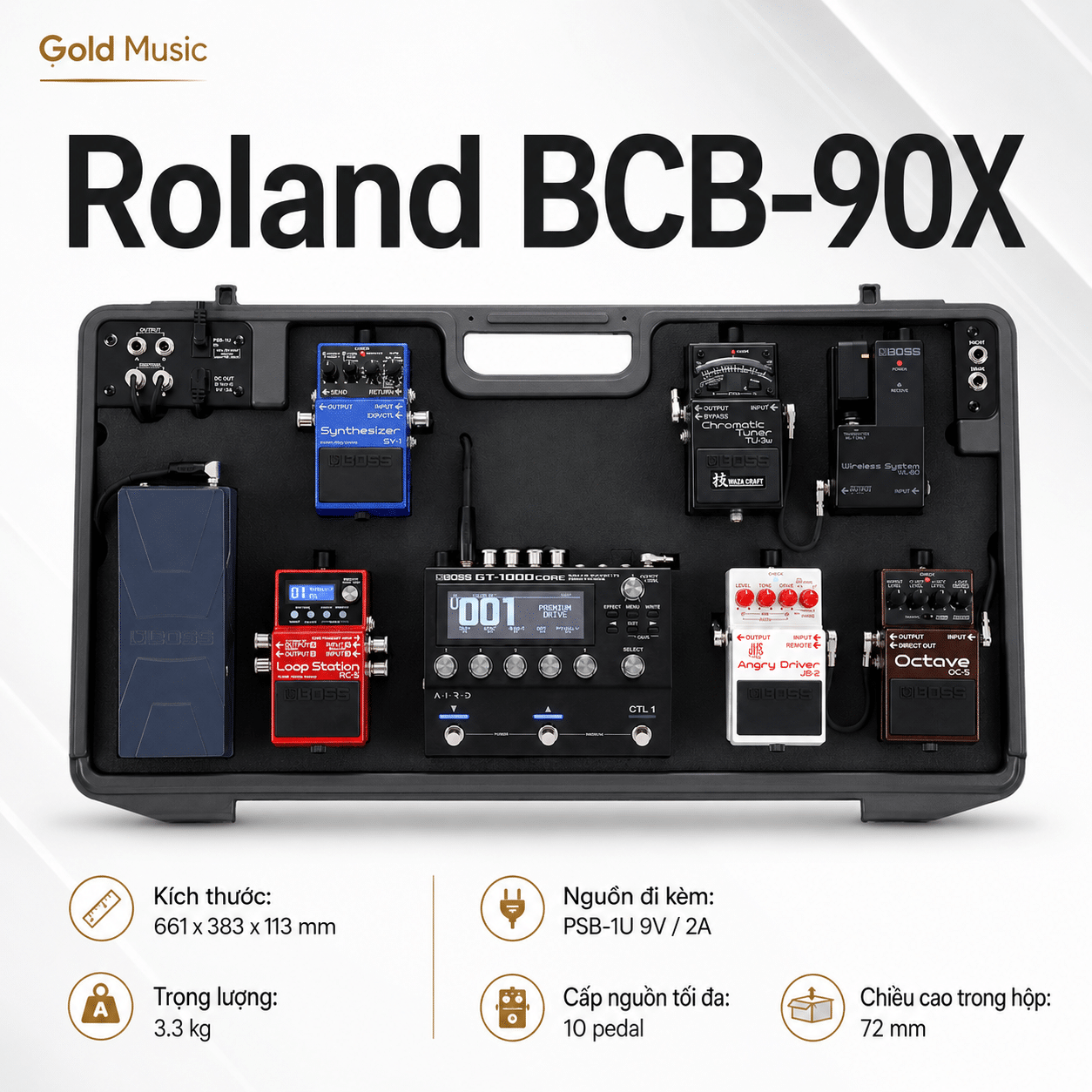 Roland BCB-90X hộp đựng pedal guitar cứng cáp chắc chắn roland bcb 90x hop dung pedal guitar cung cap chac chan