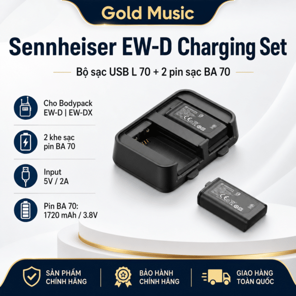 Sennheiser EW-D Charging Set Bộ sạc USB L 70 và 2 bộ pin sạc BA 70 cho Bodypack EW-D | EW-DX sennheiser ew d charging set bo sac usb