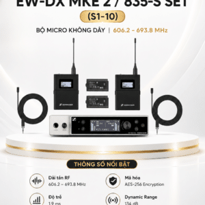 Sennheiser EW-DX MKE 2 / 835-S SET (S1-10) Bộ micro không dây 606.2 - 693.8 MHz sennheiser ew dx mke 2 835 micro