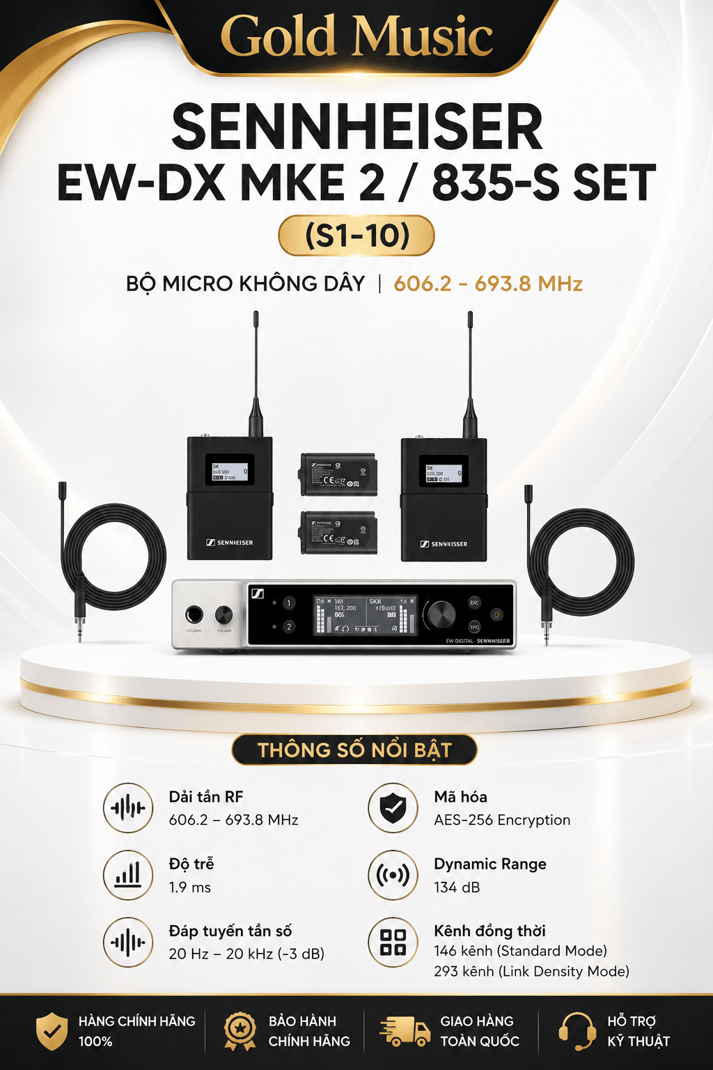 Sennheiser EW-DX MKE 2 / 835-S SET (S1-10) Bộ micro không dây 606.2 - 693.8 MHz sennheiser ew dx mke 2 835 micro