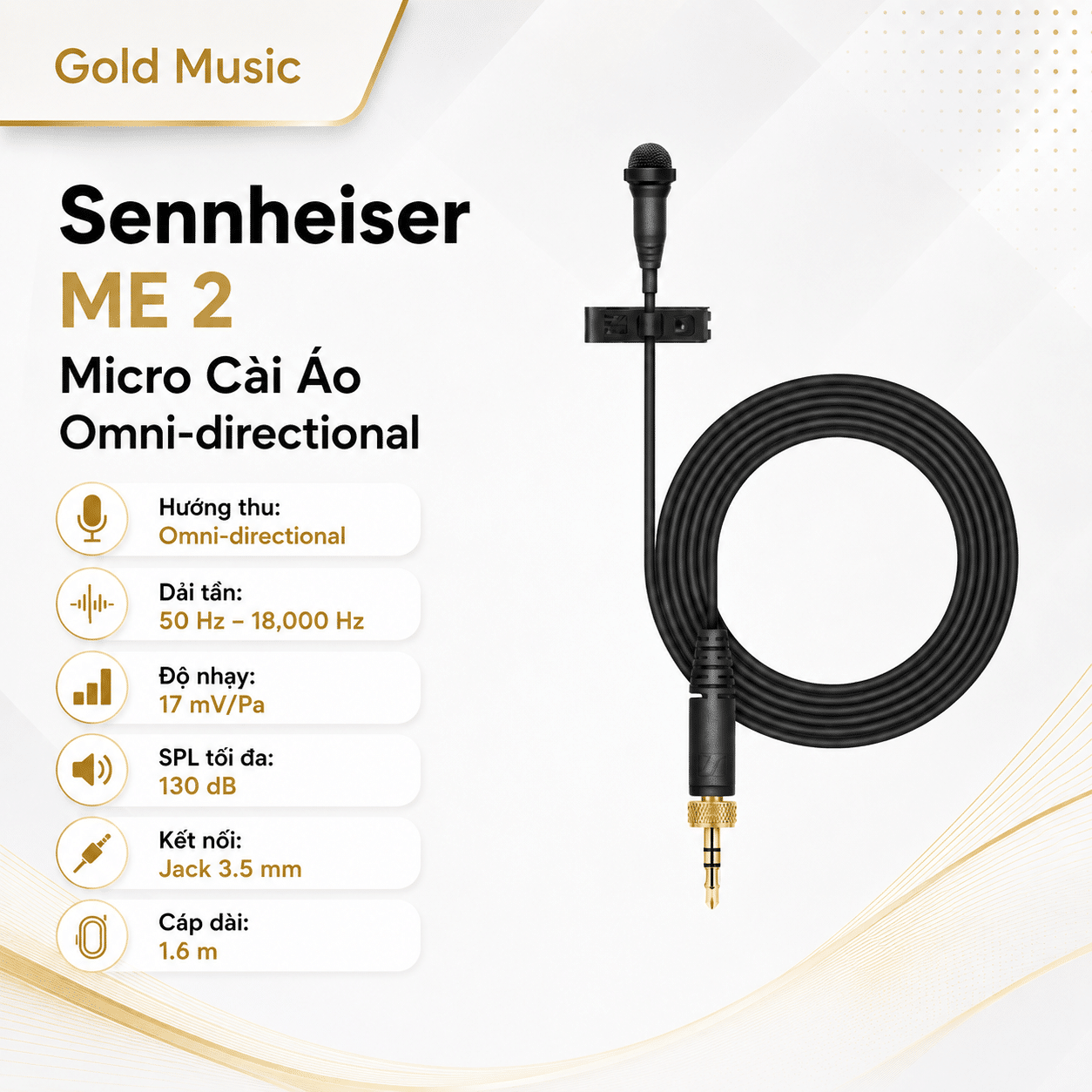Sennheiser ME 2 Micro Cài Áo Omni-directional sennheiser me 2 micro cai ao