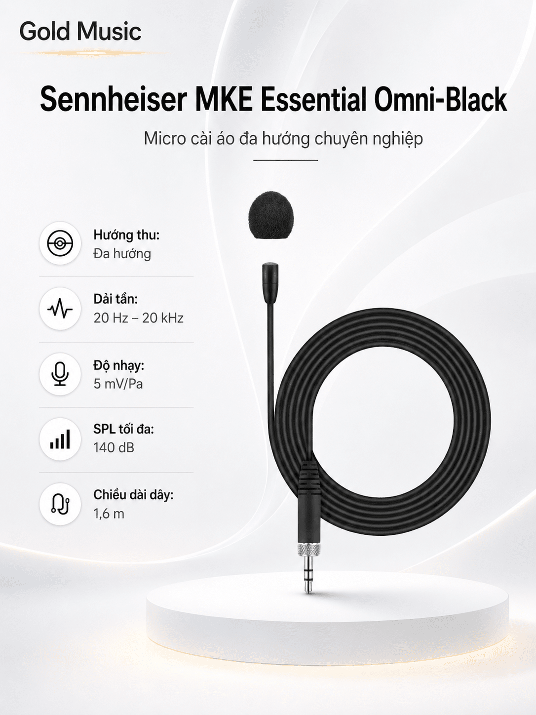 Sennheiser MKE Essential Omni-Black Micro Cài Áo sennheiser mke essential omni micro cai ao