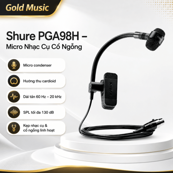 Shure PGA98H – Micro Nhạc Cụ Cổ Ngỗng shure pga98h micro nhac cu ngong
