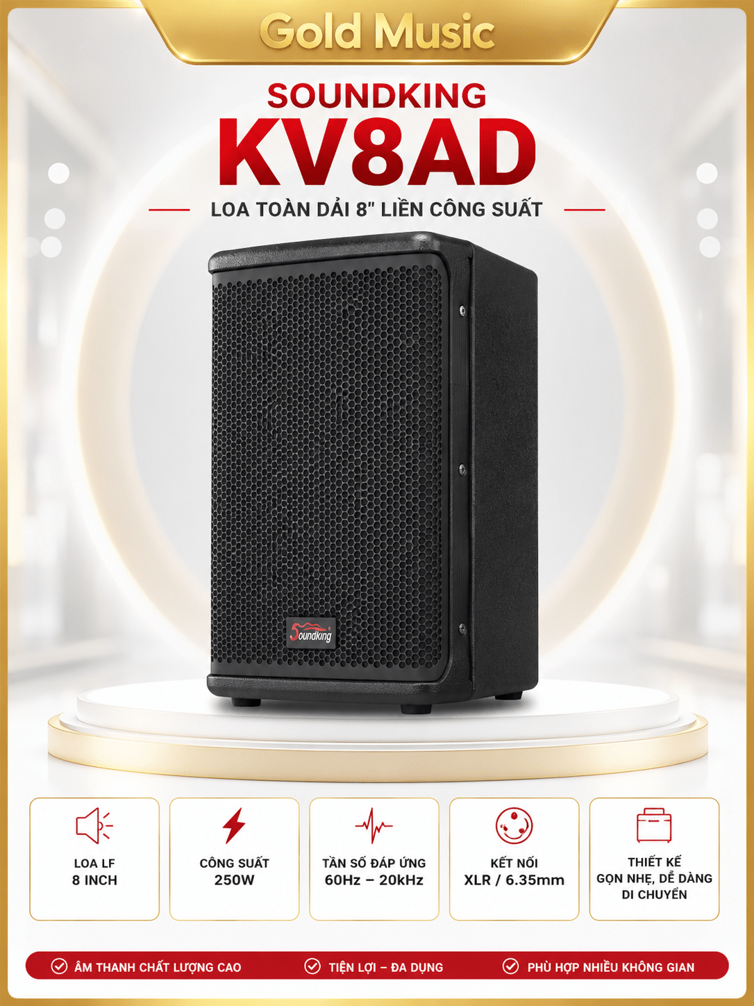 SOUNDKING KV8AD Loa toàn dải 8" liền công suất soundking kv8ad loa toan dai