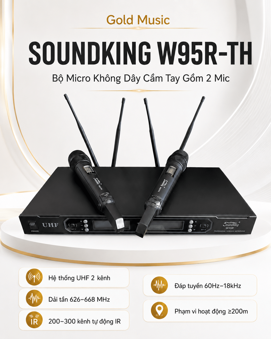 SOUNDKING W95R-TH Bộ micro không dây cầm tay gồm 2 mic soundking w95r th bo micro khong day