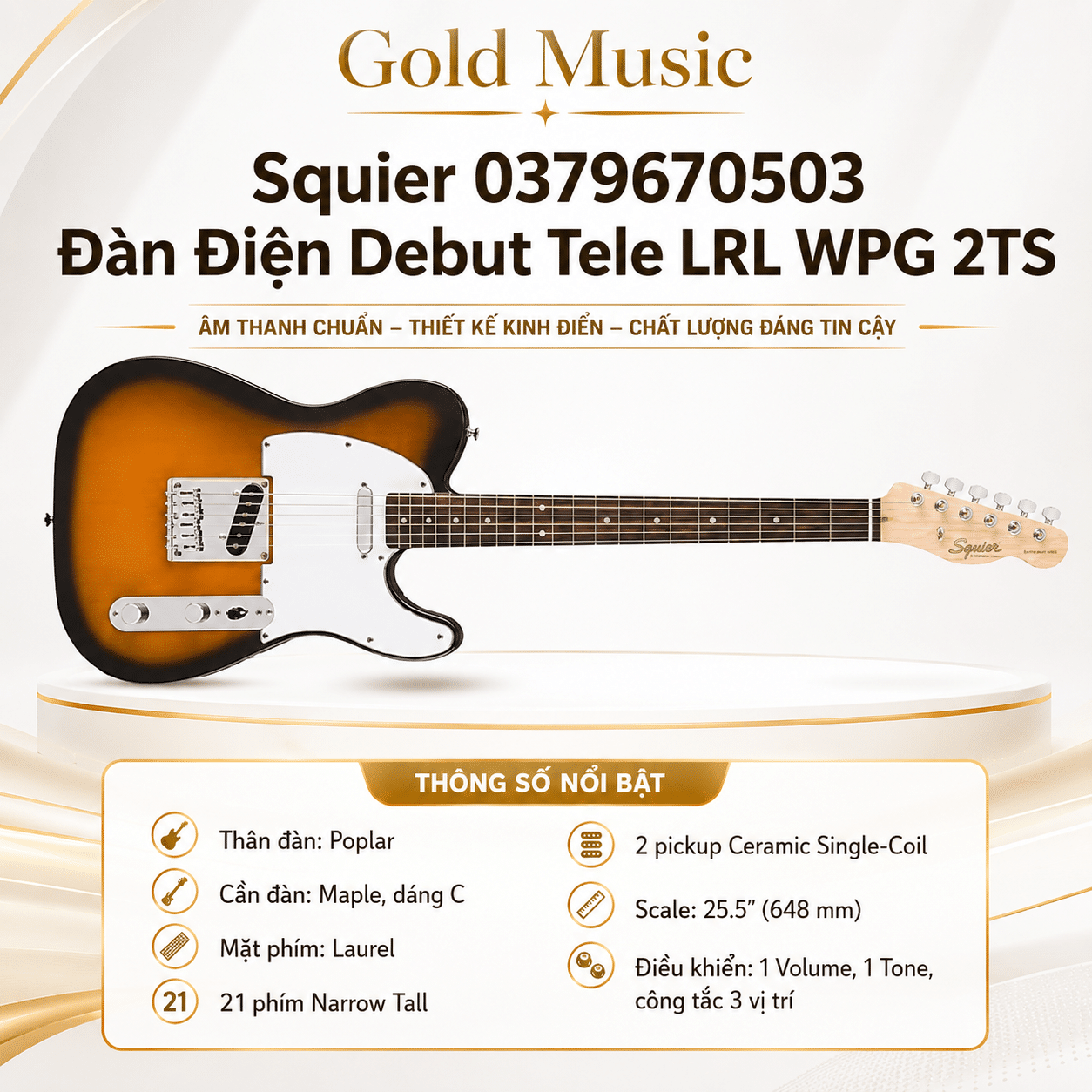 Squier 0379670503 ĐÀN ĐIỆN DEBUT TELE LRL WPG 2TS squier 0379670503 dan dien debut tele