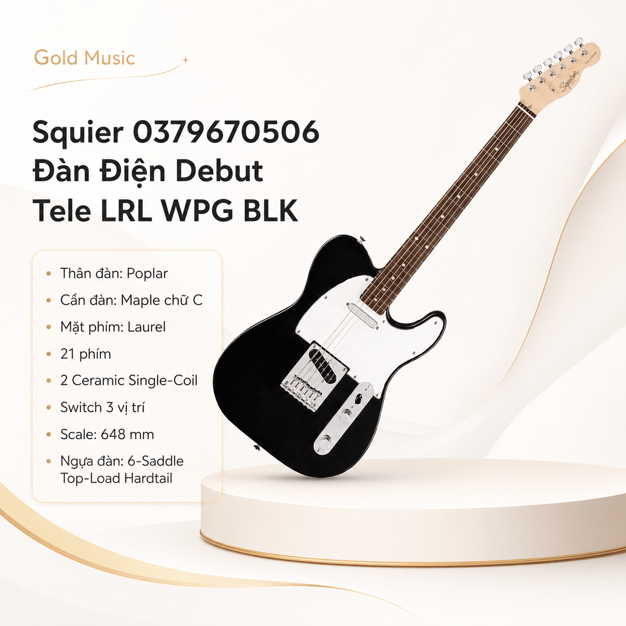 Squier 0379670506 ĐÀN ĐIỆN DEBUT TELE LRL WPG BLK squier 0379670506 dan dien debut tele