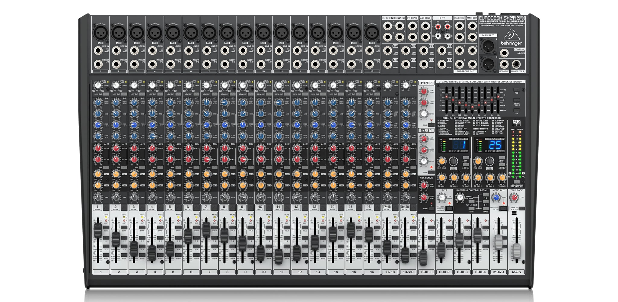 Behringer SX2442FX Mixer Analog 24 input 4 Bus Tích Hợp Mic Preamp EQ USB 2 x FX| Mixer cơ SX2442FX sx2442fx 4
