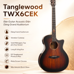Tanglewood TWX6CEK – Đàn guitar acoustic điện dáng Grand Auditorium tanglewood twx6cek