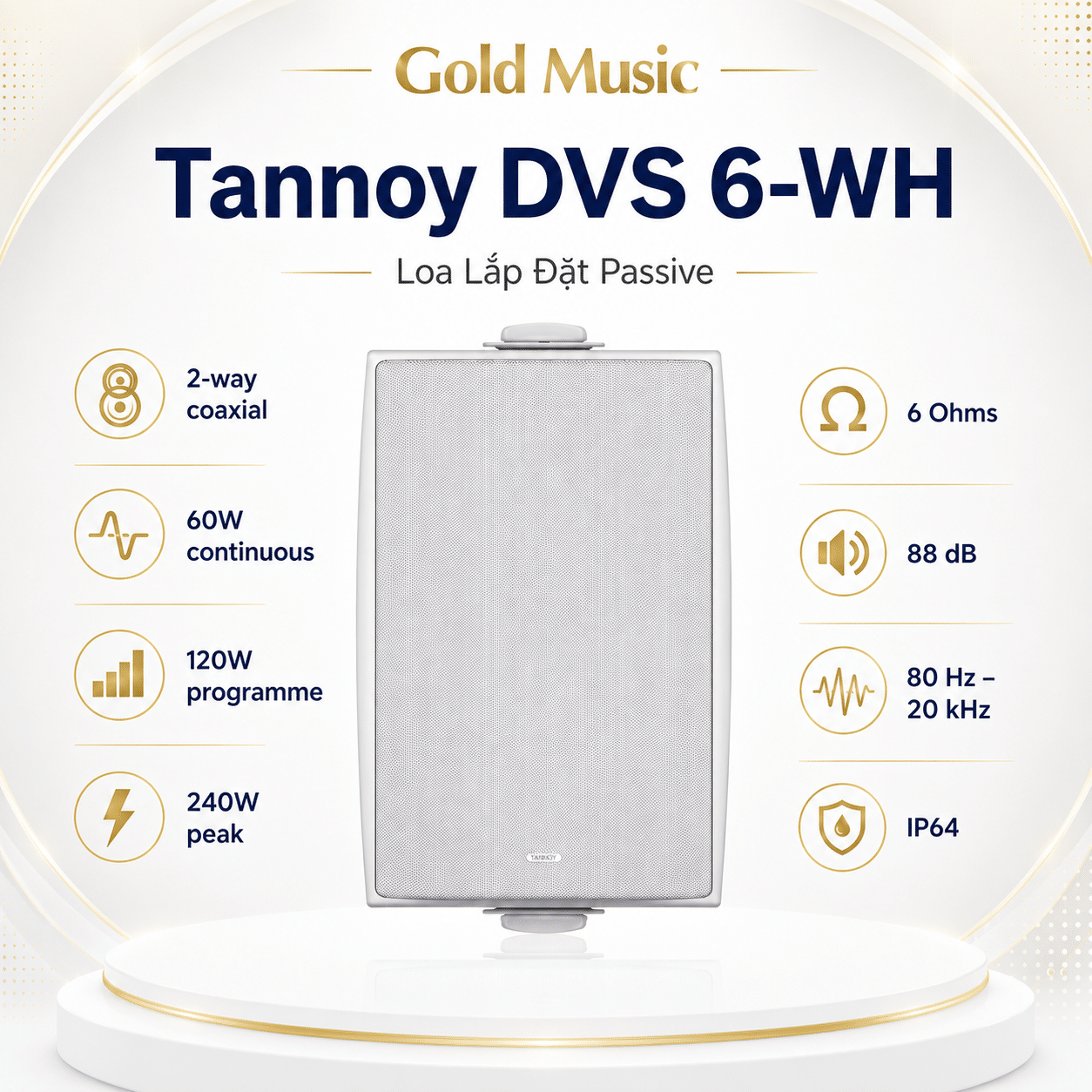 Tannoy DVS 6-WH Loa Lắp Đặt Passive tannoy dvs 6 wh loa lap dat passive