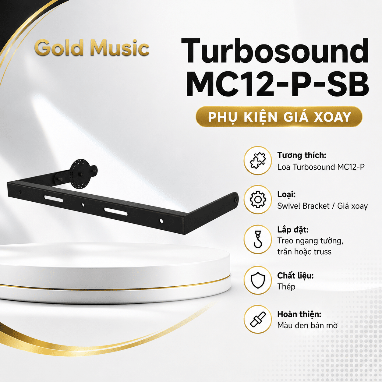Turbosound MC12-P-SB – Phụ Kiện Giá Xoay turbosound mc12 p sb phu kien gia xoay