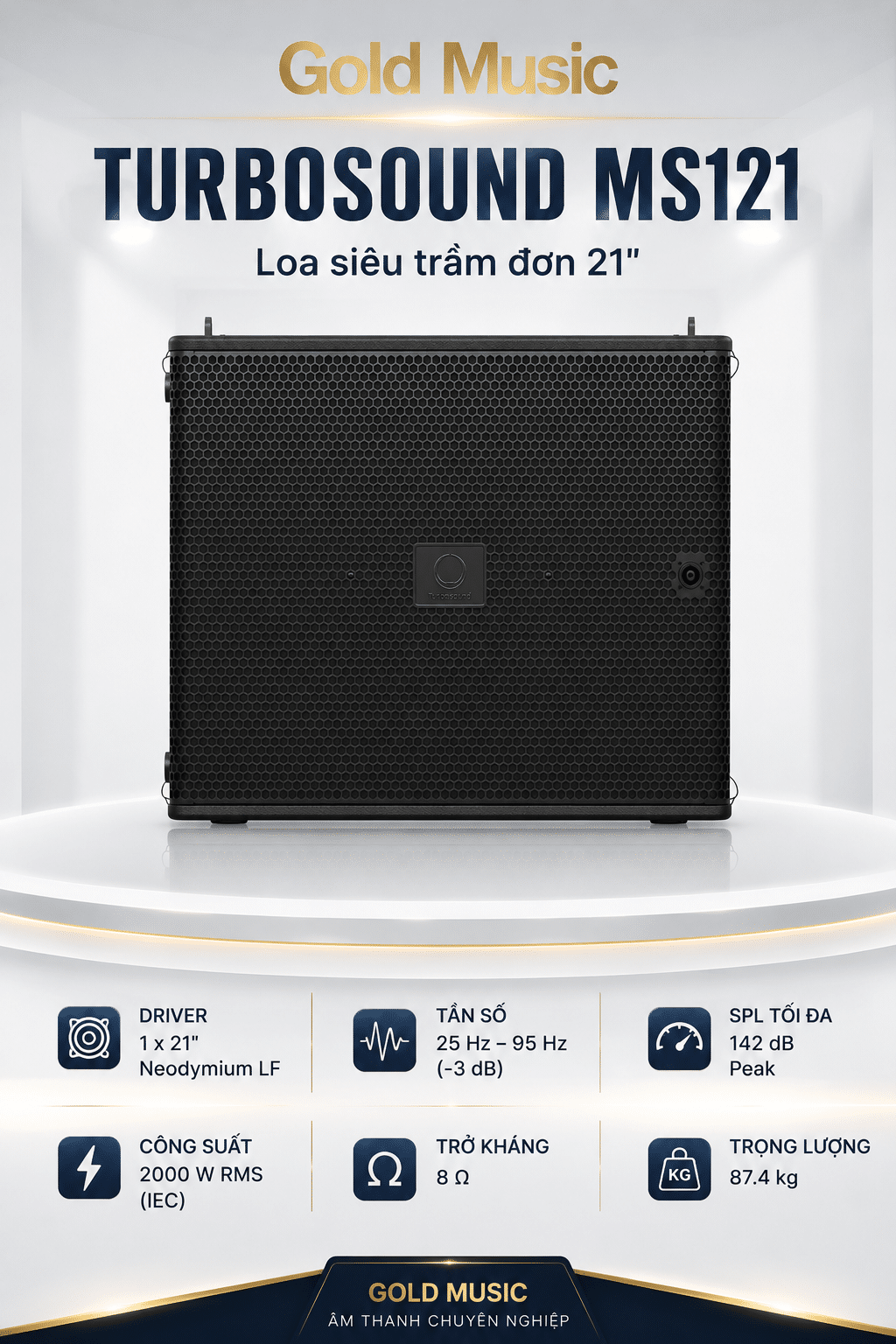 Turbosound MS121 Loa siêu trầm đơn 21" turbosound ms121 loa sieu don 21