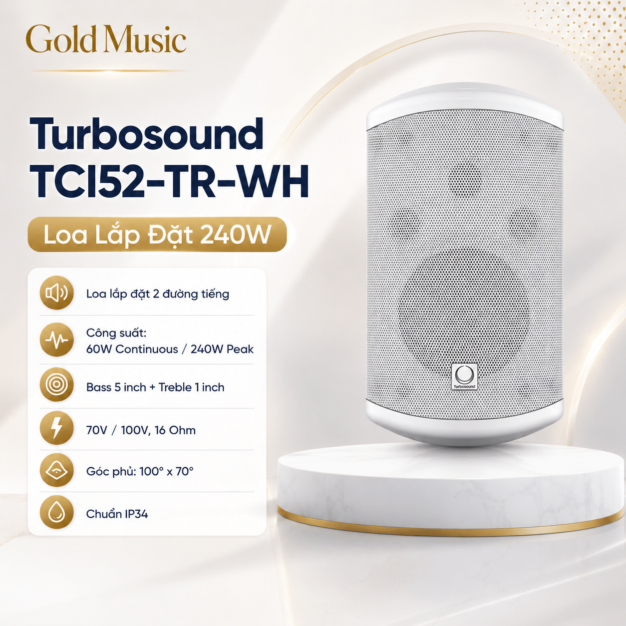 Turbosound TCI52-TR-WH Loa Lắp Đặt 240w turbosound tci52 tr wh loa lap dat
