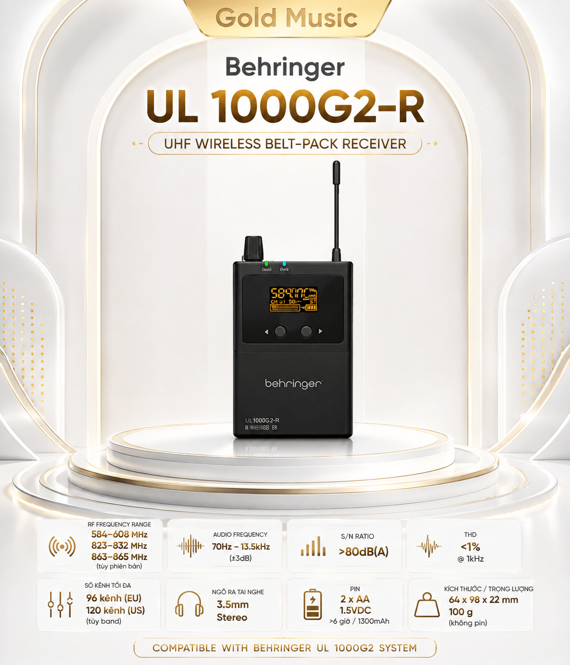 Behringer UL 1000G2-R UHF Wireless Belt-Pack Receiver ul 1000g2 r
