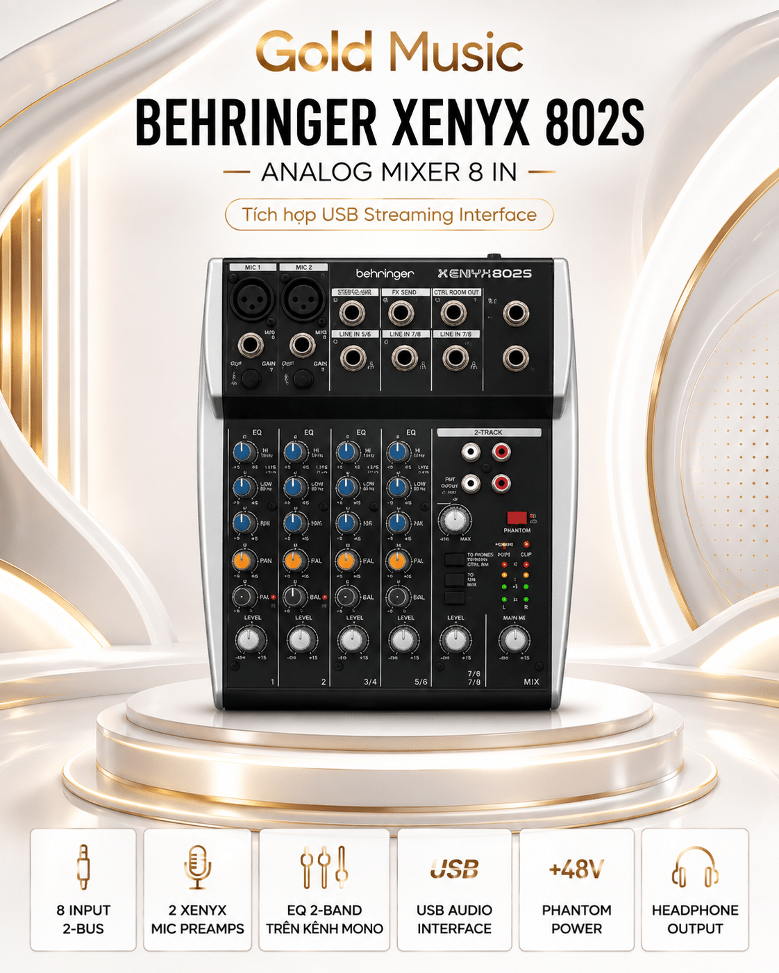 Behringer XENYX 802S Analog Mixer 8 in tích hợp USB Streaming Interface xenyx 802s
