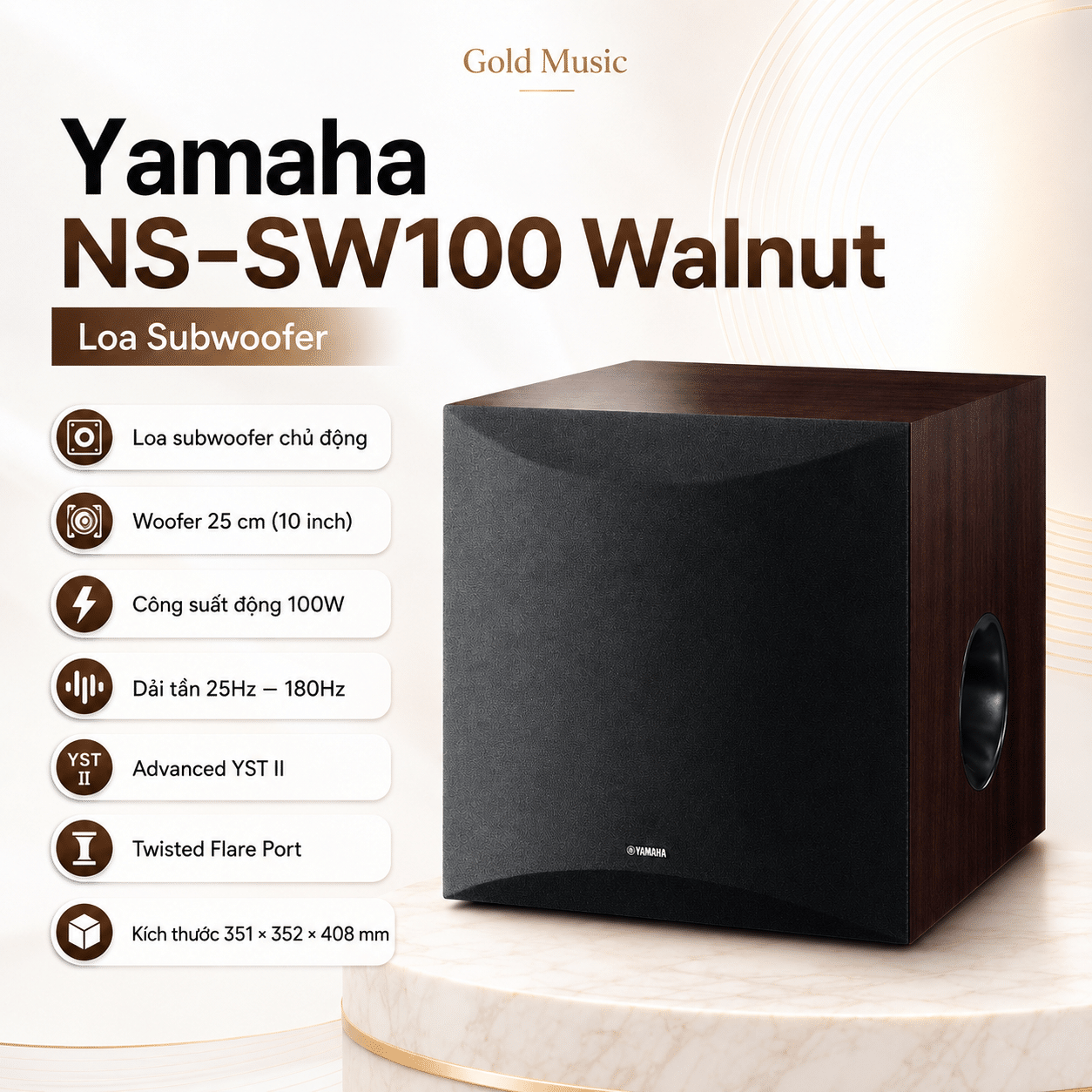 Yamaha NS-SW100 Walnut – Loa Subwoofer yamaha ns sw100 walnut