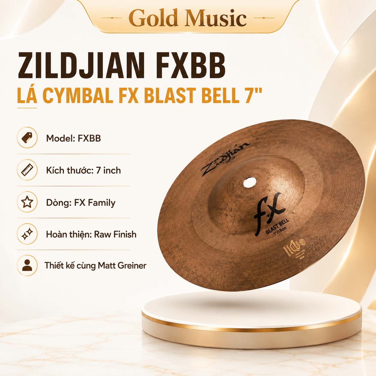 ZILDJIAN FXBB Lá Cymbal FX BLAST BELL 7" zildjian fxbb la cymbal fx blast bell 7