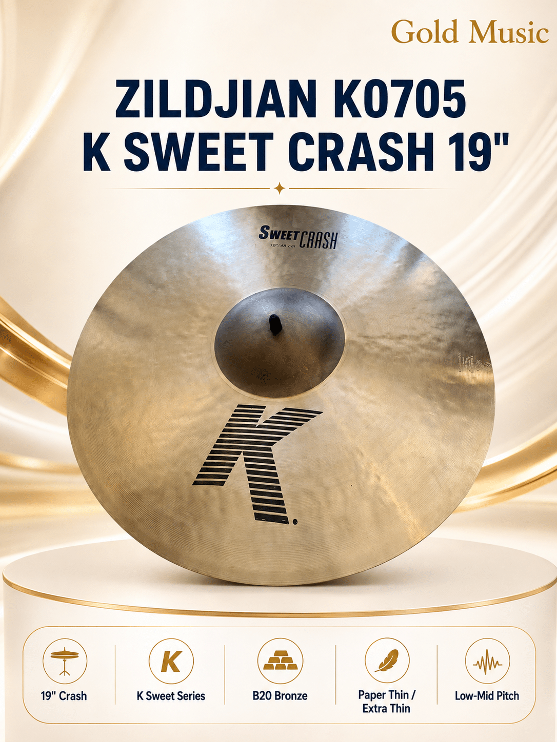 ZILDJIAN K0705 K SWEET LÁ CRASH 19" zildjian k0705 k sweet la crash 19