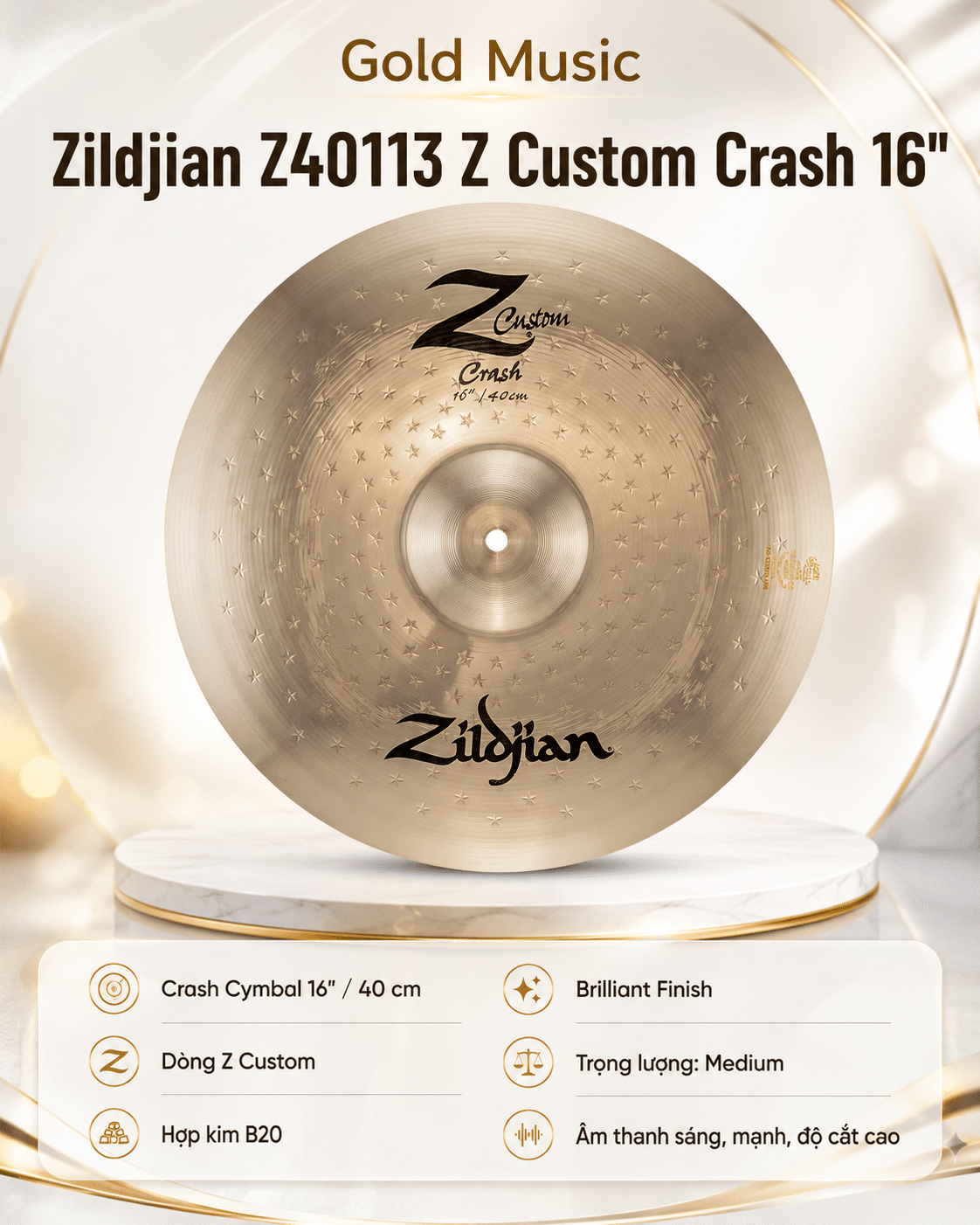ZILDJIAN Z40113 LÁ Z CUSTOM CRASH 16" zildjian z40113 la z custom crash 16