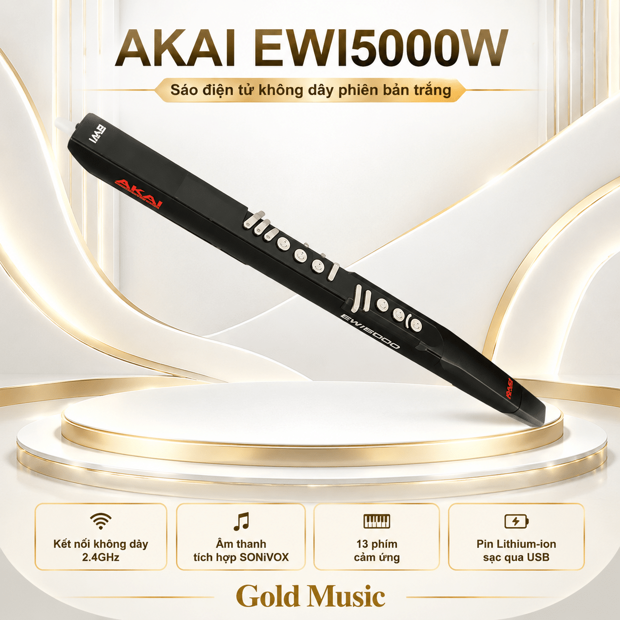 AKAI EWI5000W – Sáo điện tử không dây phiên bản trắng akai ewi5000w sao dien tu khong day