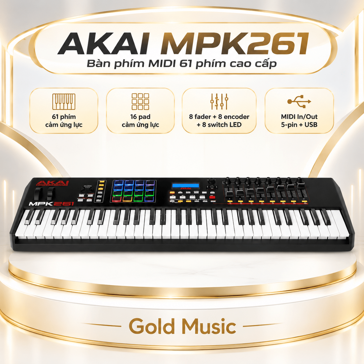 AKAI MPK261 – Bàn phím MIDI 61 phím cao cấp akai mpk261 ban phim midi 61 phim
