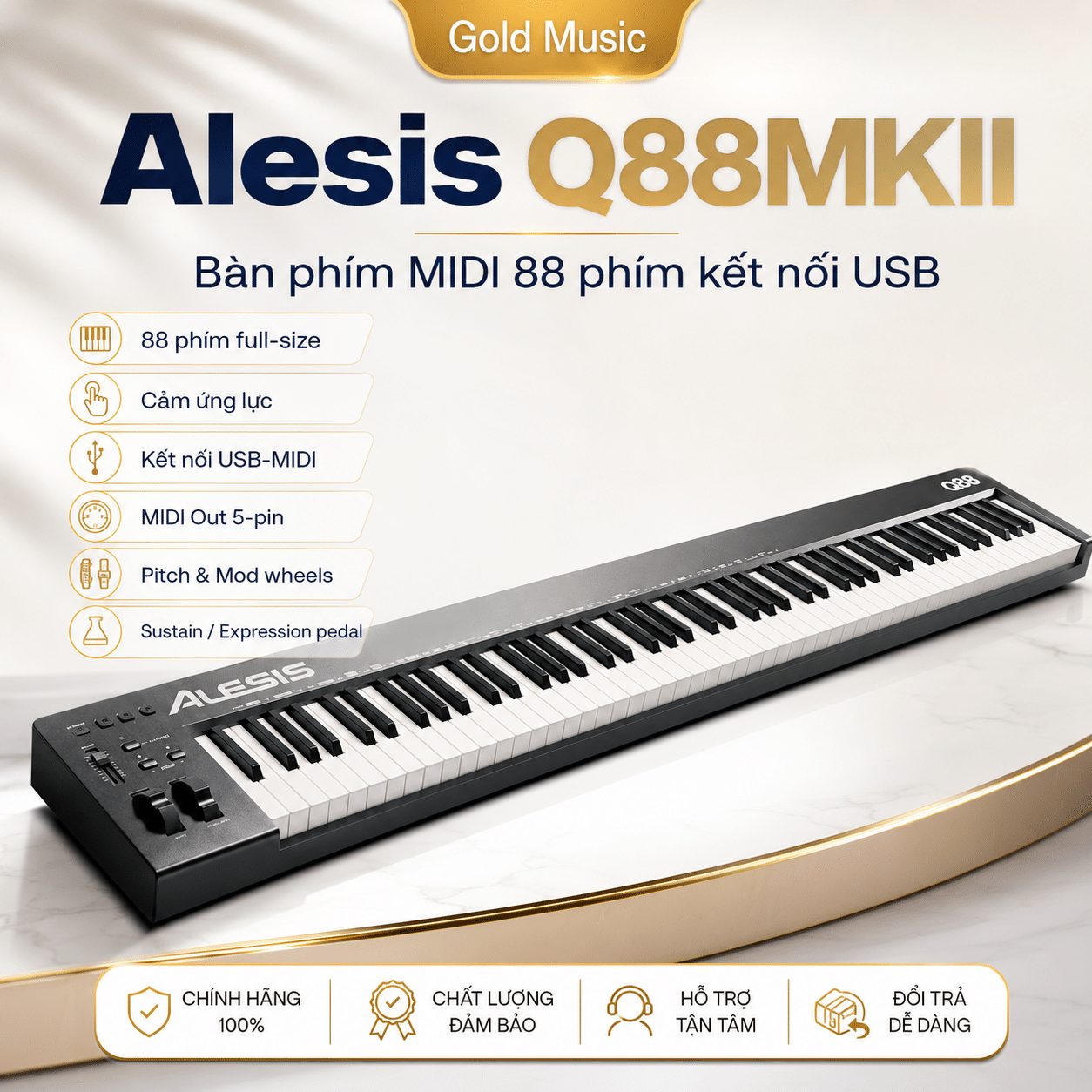 Alesis Q88MKII bàn phím MIDI 88 phím kết nối USB alesis q88mkii ban phim midi 88