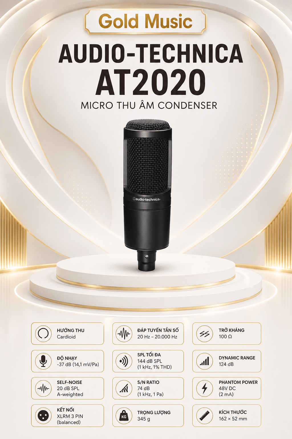 Audio-Technica AT2020 – Micro Thu Âm Condenser at2020