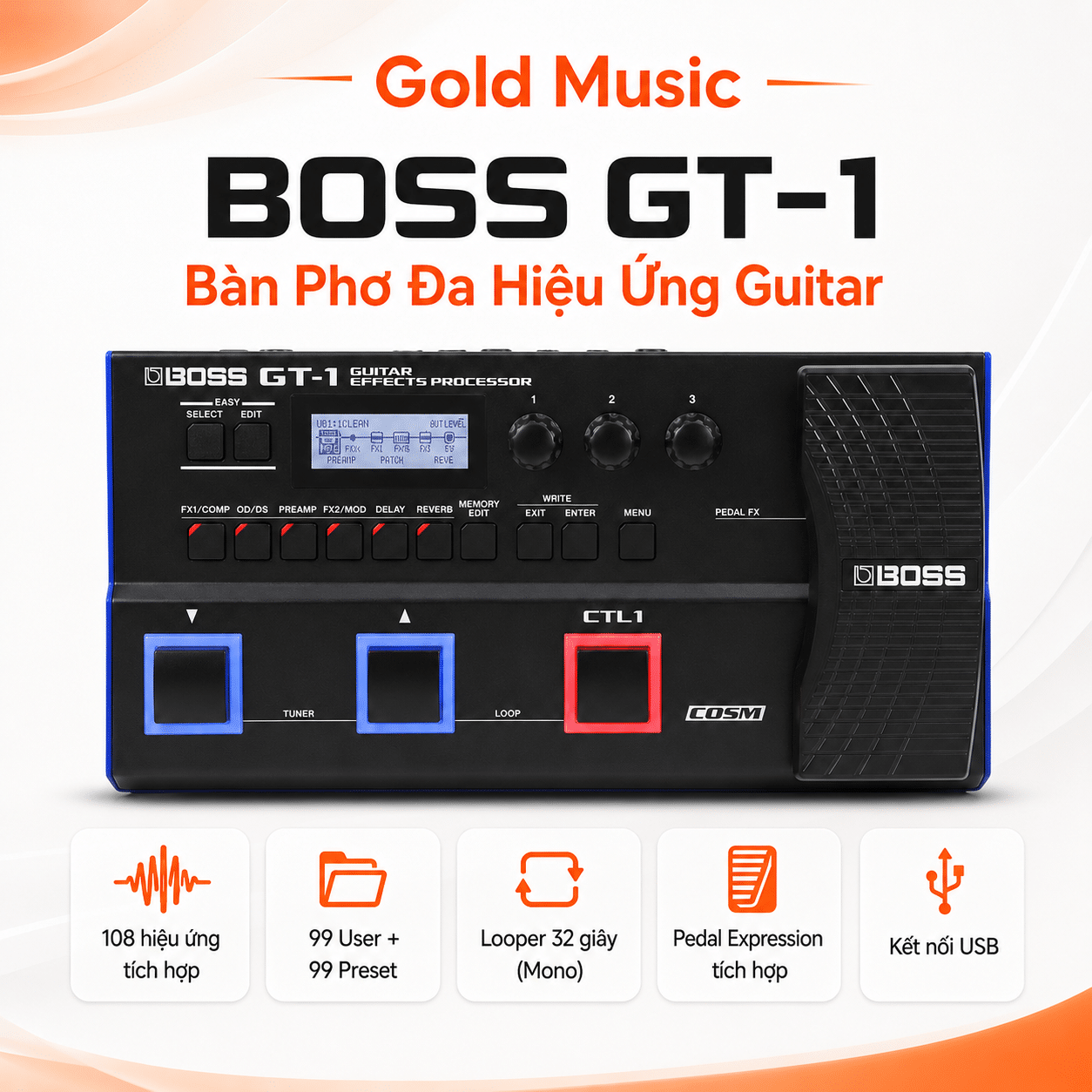 BOSS GT-1 Bàn Phơ Đa Hiệu Ứng Guitar boss gt 1 ban pho da hieu ung guitar