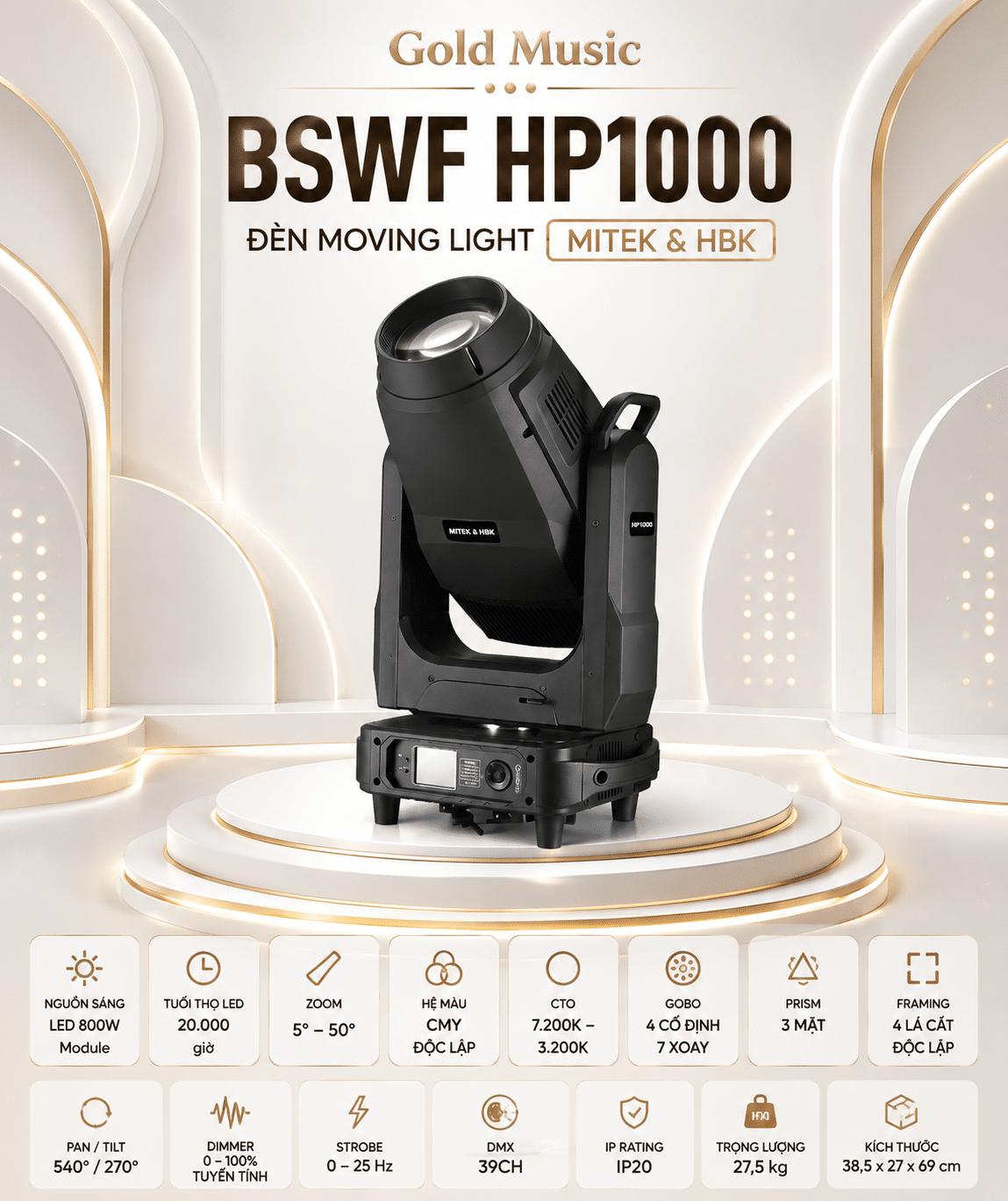 BSWF HP1000 Đèn Lamp moving light 1000W Mitek & HBK bswf hp1000 den lamp moving light 1000w