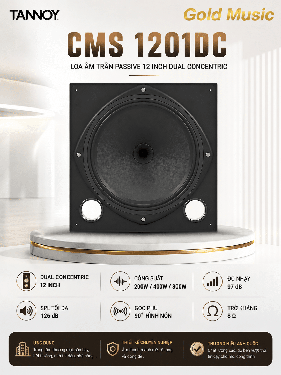 CMS 1201DC – Loa Âm Trần Passive Tannoy cms 1201dc loa am tran passive tannoy