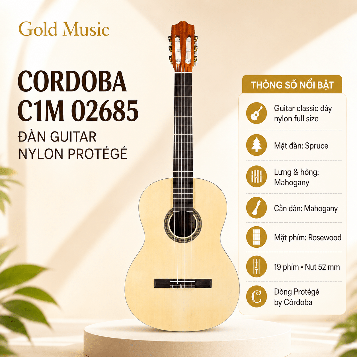 CORDOBA C1M 02685 ĐÀN GUITAR NYLON PROTEGE cordoba c1m 02685 dan guitar nylon protege