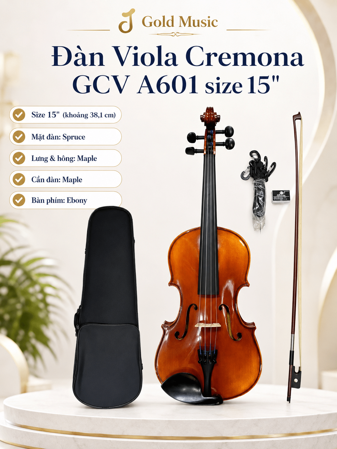 Đàn Viola Cremona GCV A601 size 15″ dan viola cremona gcv a601 size 15