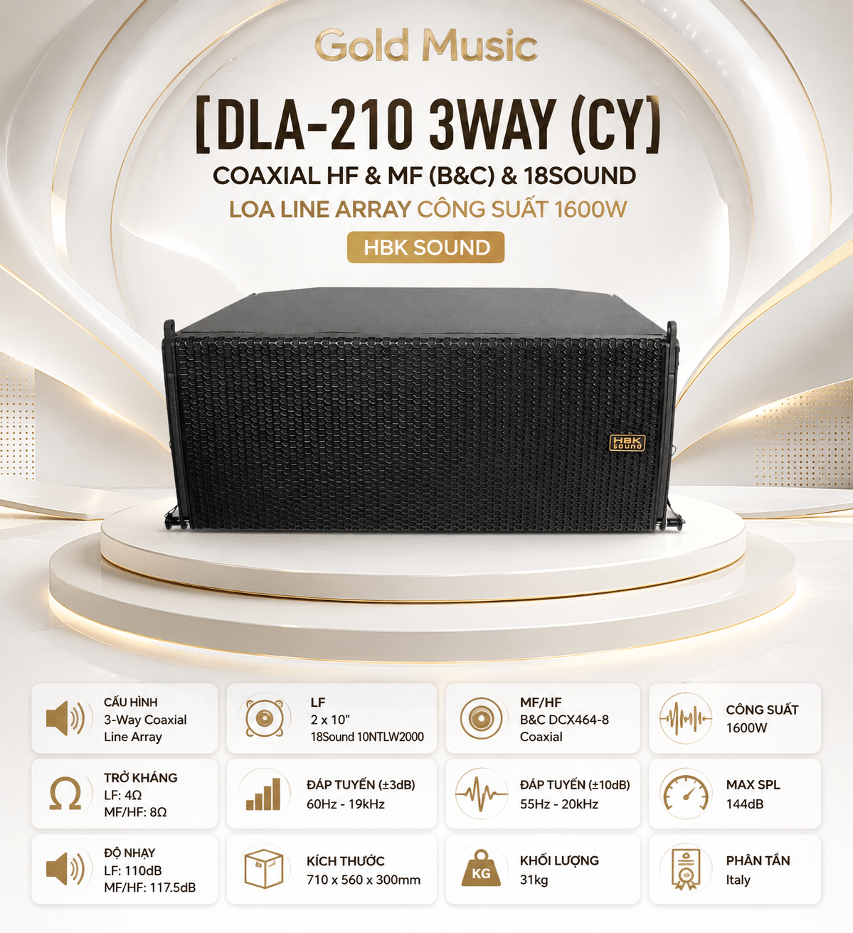 DLA-210 3WAY (CY) Coaxial HF & MF ( B&C ) & 18Sound Loa Line Array Công Suất 1600W HBK SOUND dla 210 3way cy coaxial hf loa