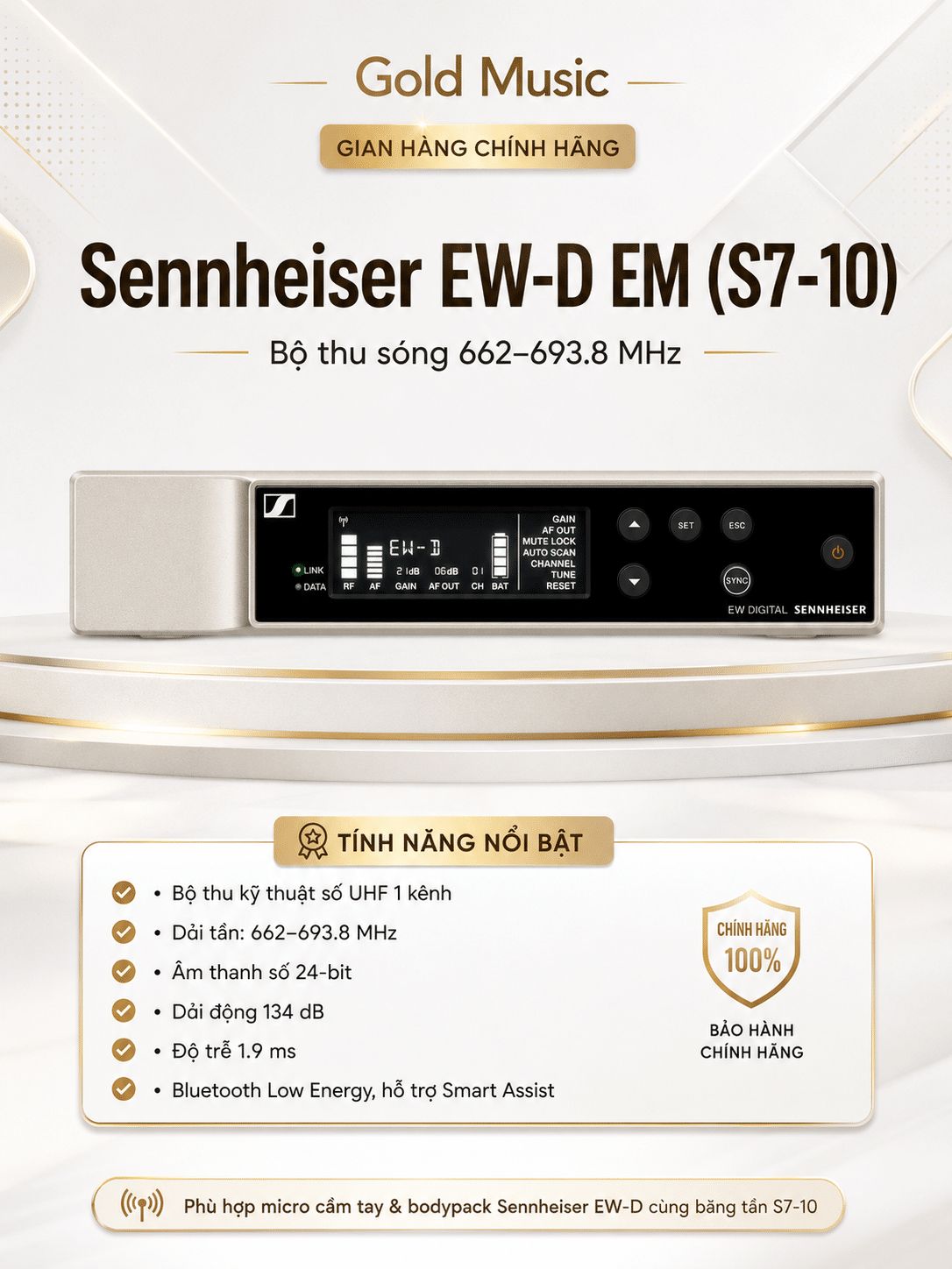 EW-D EM (S7-10) – Bộ Thu Sóng 662-693.8 MHz Cho Micro Cầm Tay & Bodypack Sennheiser ew d em s7 10 bo micro