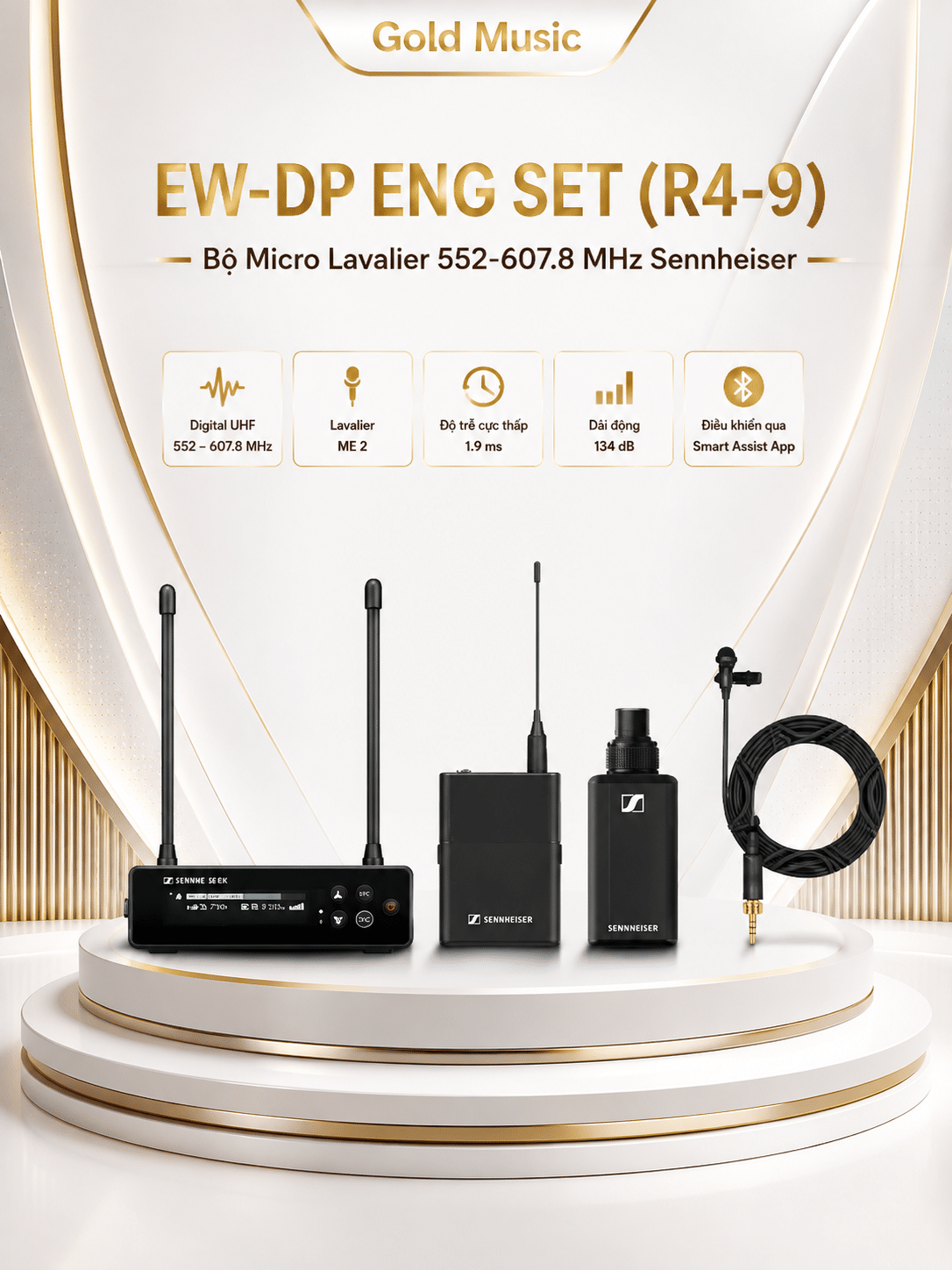 EW-DP ENG SET (R4-9) – Bộ Micro Lavalier 552-607.8 MHz Sennheiser ew dp eng set r4 9 micro