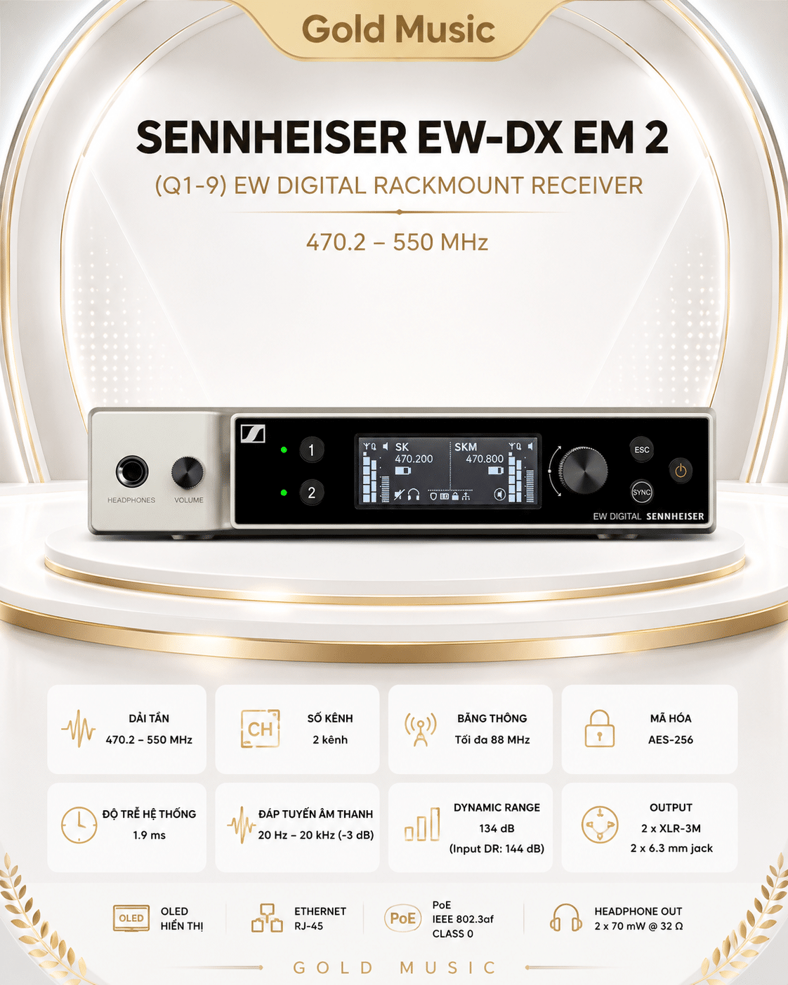 EW-DX EM 2 (Q1-9) EW Digital Rackmount Receiver 470.2 - 550 MHz Sennheiser ew dx em 2 q1 9 receiver