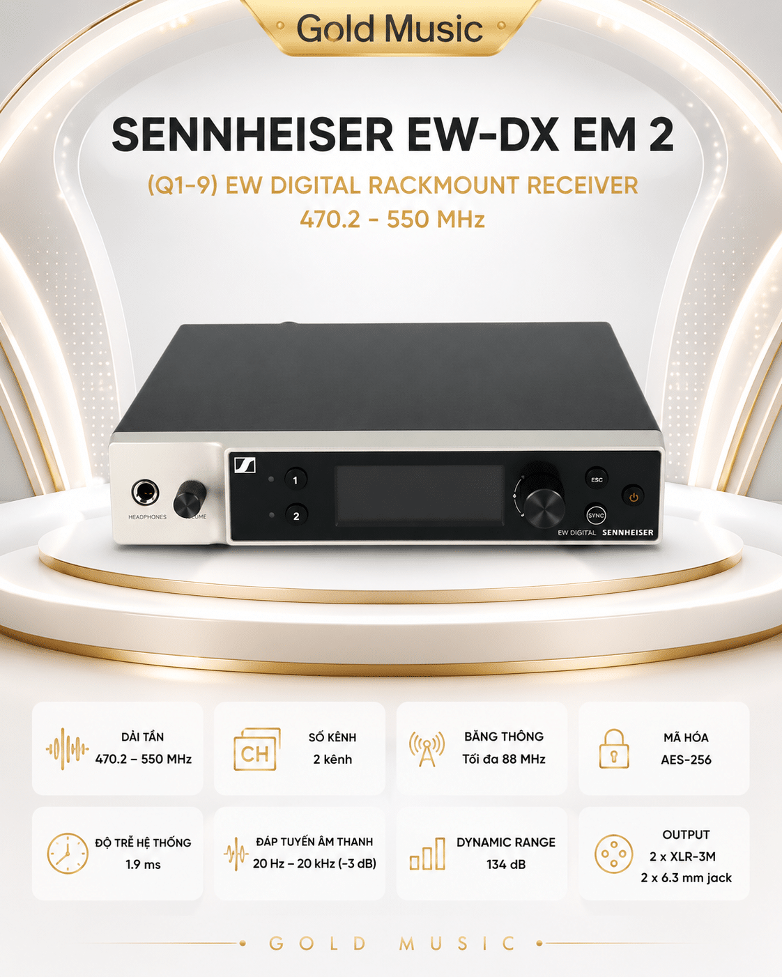 EW-DX EM 2 (R1-9) EW Digital Rackmount Receiver 520 - 607.8 MHz Sennheiser ew dx em 2 r1 9 receiver