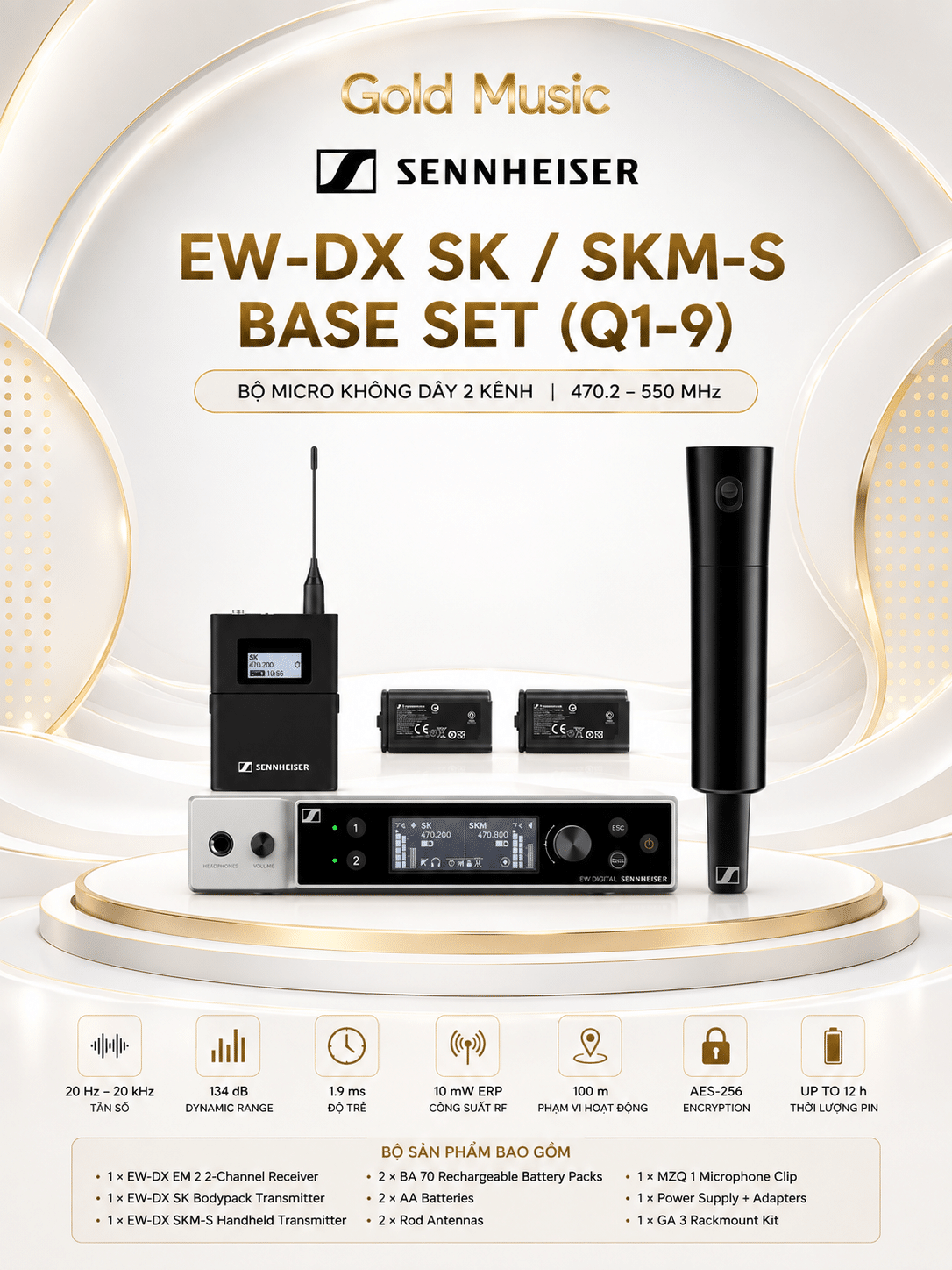 EW-DX SK / SKM-S BASE SET (Q1-9) Bộ micro không dây 2 kênh 470.2 - 550 MHz Sennheiser ew dx sk skm s base micro 2