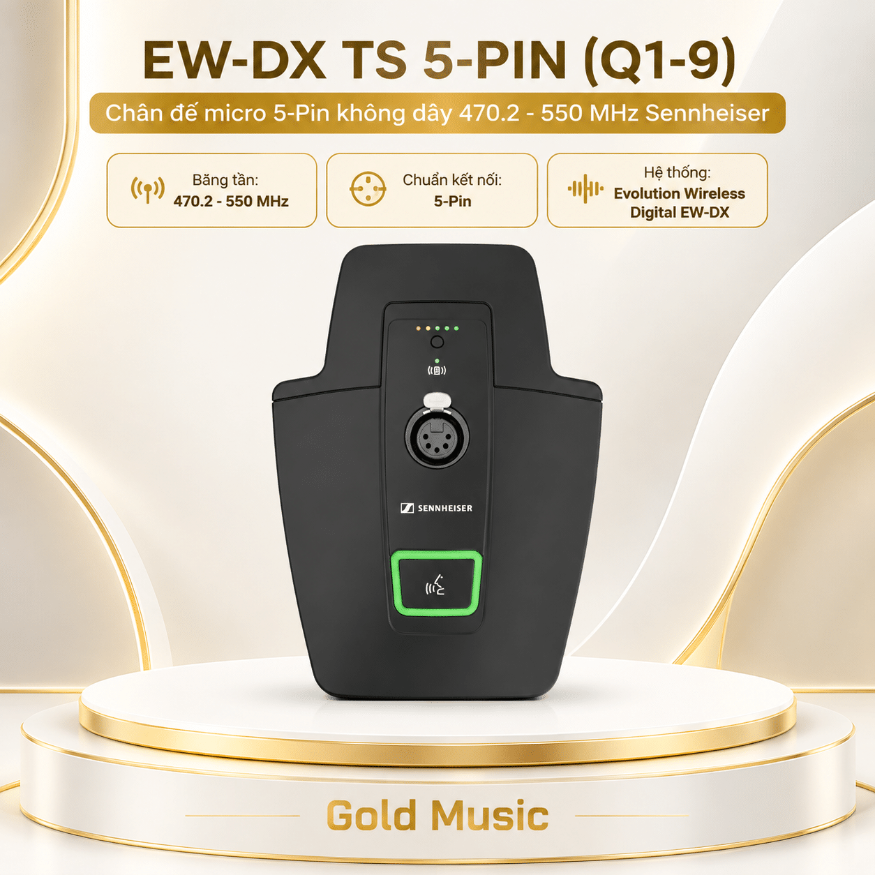 EW-DX TS 5-PIN (Q1-9) Chân đế micro 5-Pin không dây 470.2 - 550 MHz Sennheiser ew dx ts 5 pin q1 chan