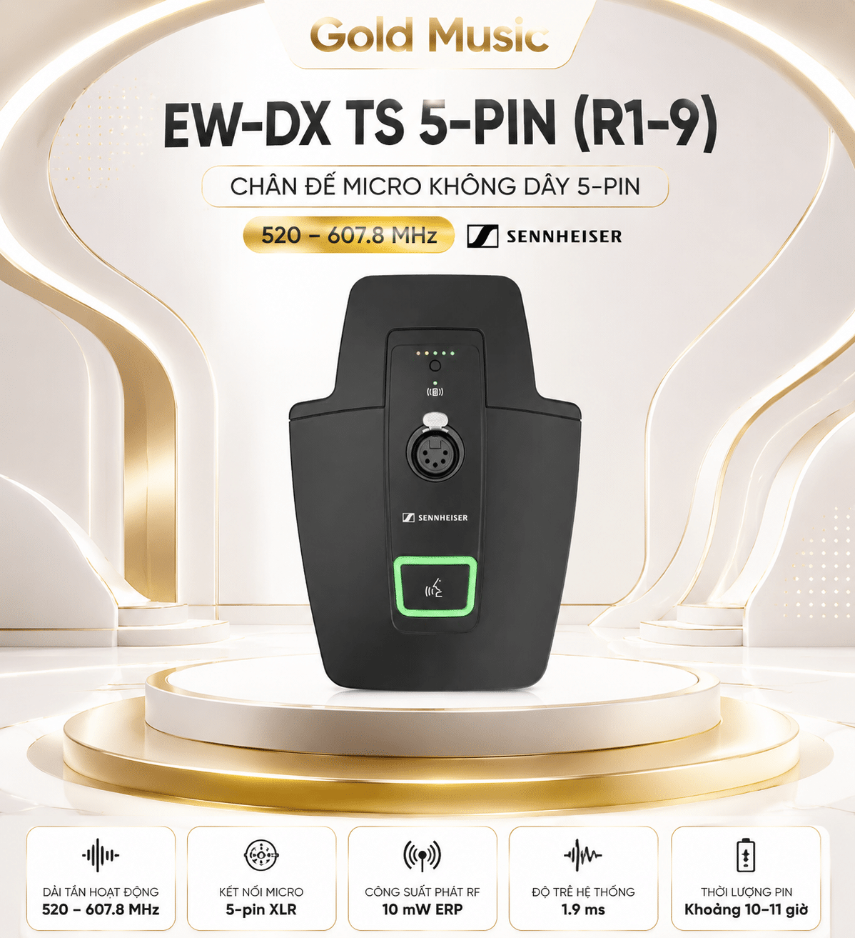 EW-DX TS 5-PIN (R1-9) – Chân Đế Micro Không Dây 5-Pin 520-607.8 MHz Sennheiser ew dx ts 5 pin r1 chan