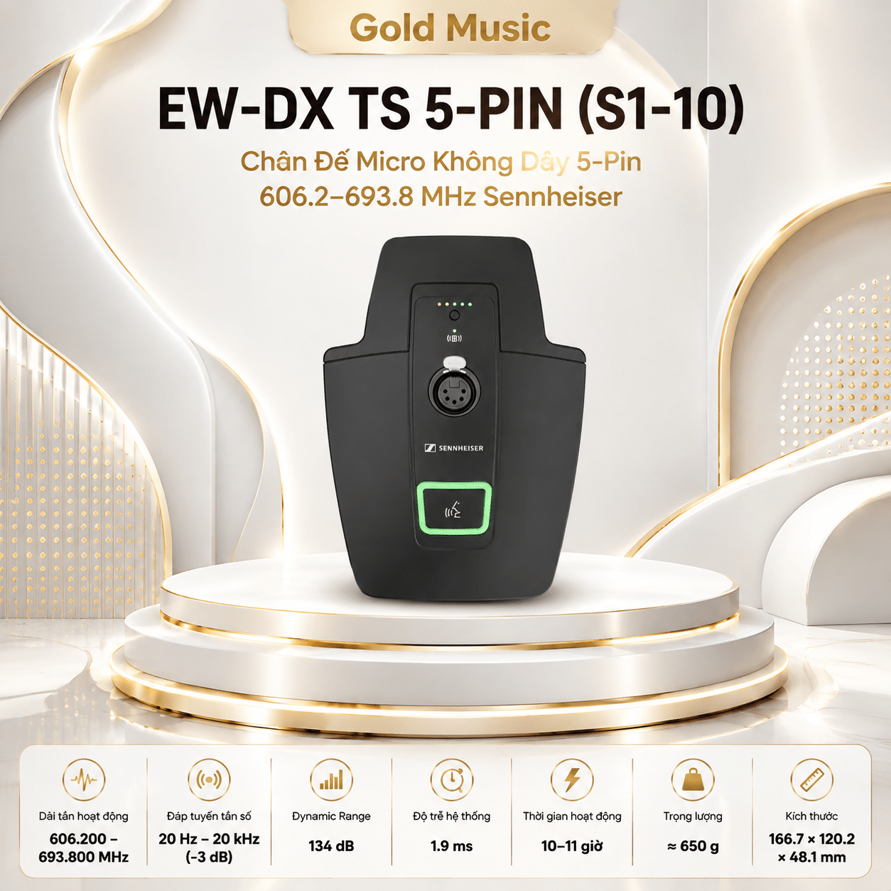 EW-DX TS 5-PIN (S1-10) – Chân Đế Micro Không Dây 5-Pin 606.2-693.8 MHz Sennheiser ew dx ts 5 pin s1 chan