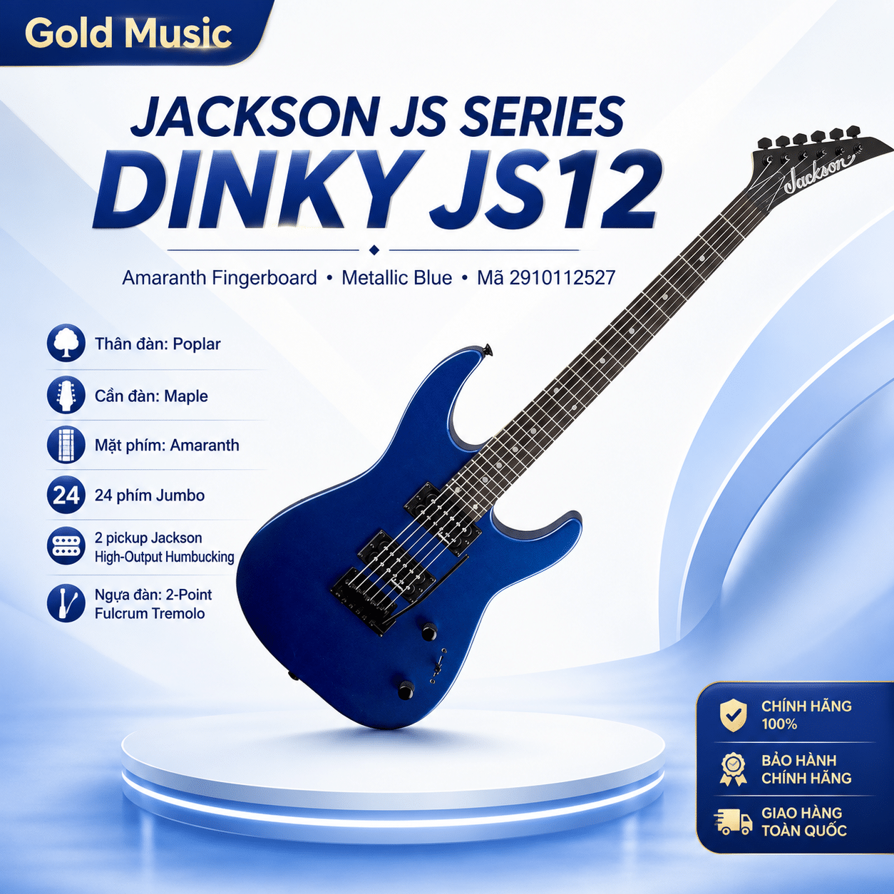 FENDER 2910112527 ĐÀN GUITAR ĐIỆN JS12 DK, AH FB, 24 FR, MT BL fender 2910112527 dan guitar dien js12