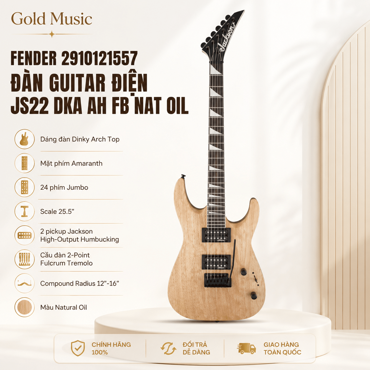 FENDER 2910121557 ĐÀN GUITAR ĐIỆN JS22 DKA. AH FB, NAT OIL fender 2910121557 dan guitar dien js22