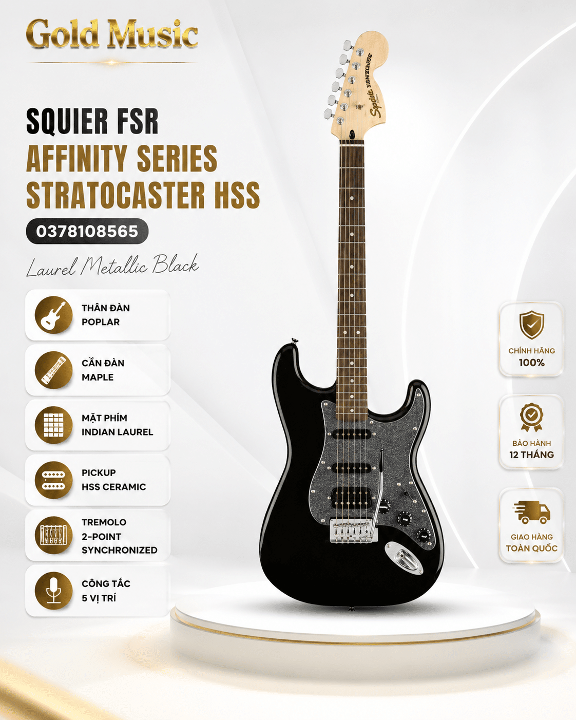 FENDER-SQ 0378108565 ĐÀN FSR AFF STRAT HSS LRL MBPG MBK fender sq 0378108565 dan fsr aff strat