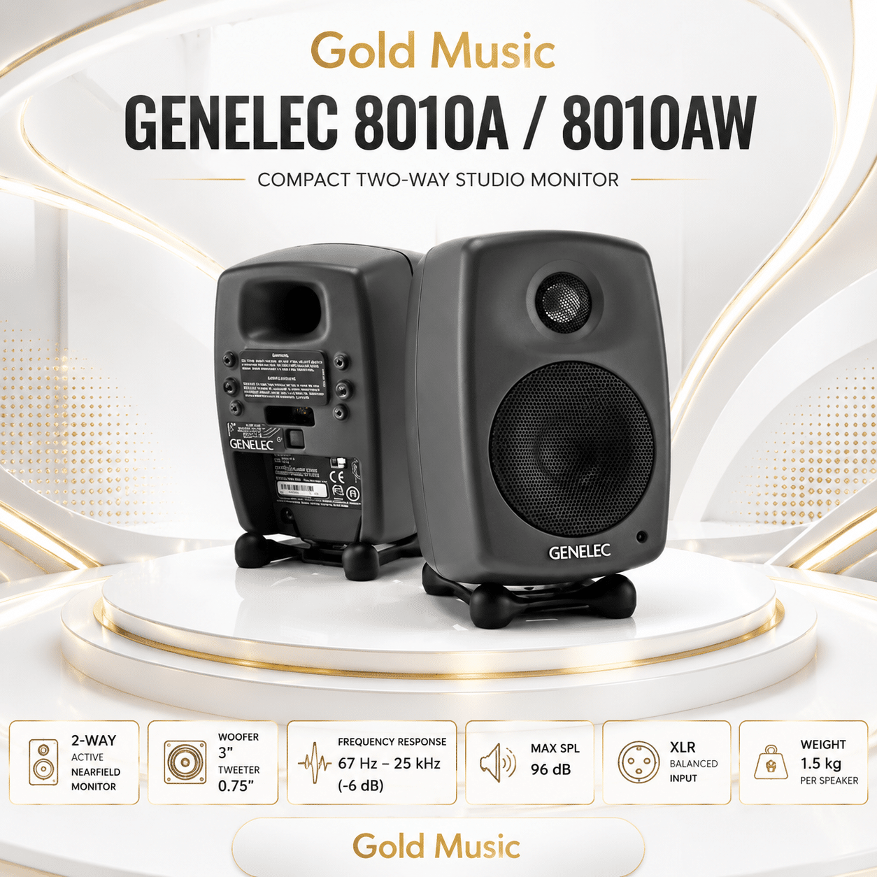 GENELEC 8010A / 8010AW – Cặp Loa Kiểm Âm Compact Two-Way Studio Monitor (Dark Grey / White) genelec 8010a 8010aw cap loa kiem compact